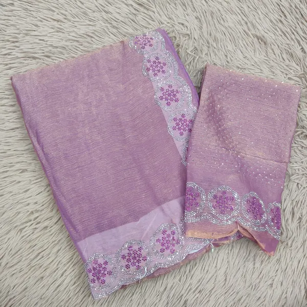 Premium Fendy Silk Pastel Saree with Multi-Colour Stone Work | SR90